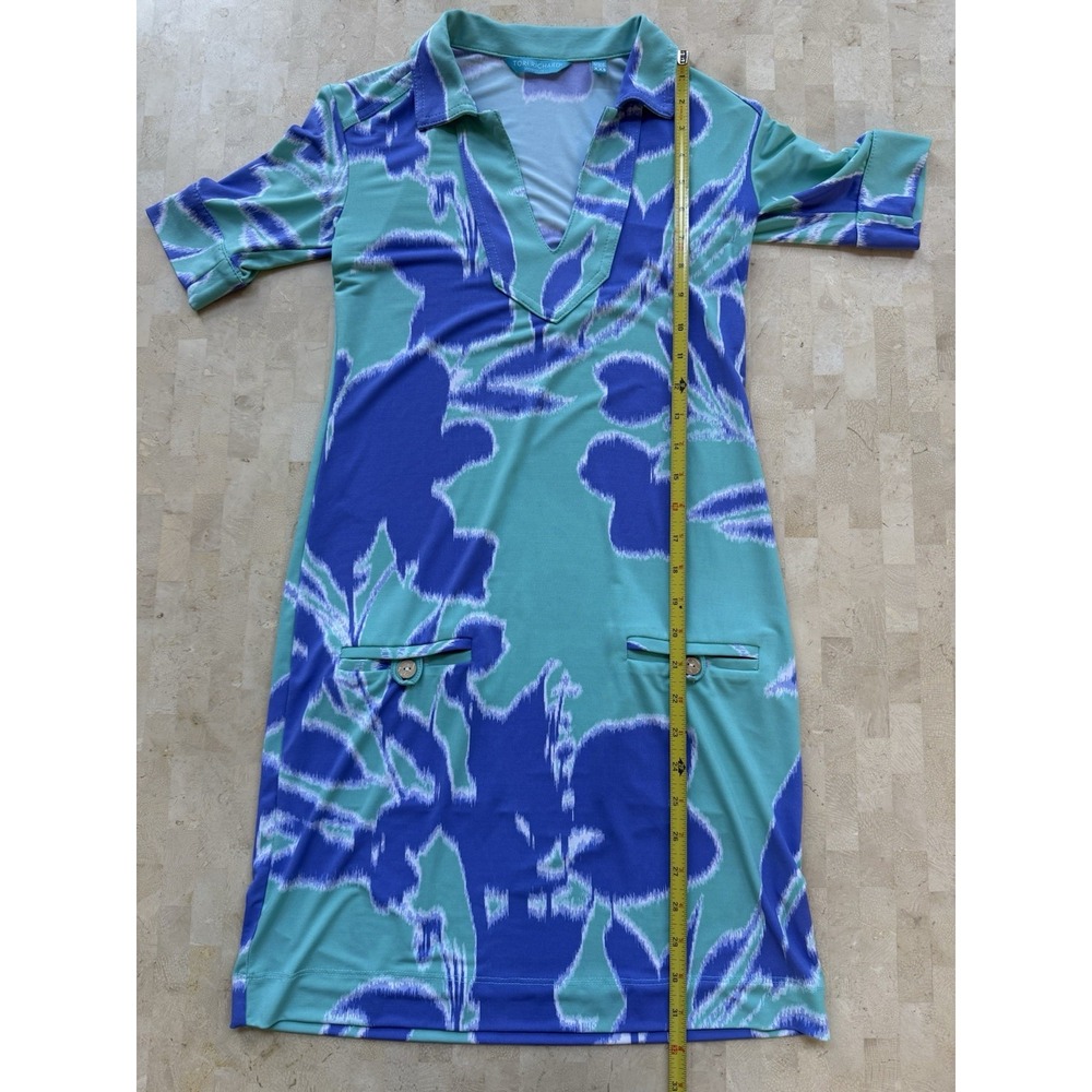 Tori Richard Honolulu‎ Turquoise Purple Ikat Dress Slinky Stretch Womens XXS - Picture 4 of 8